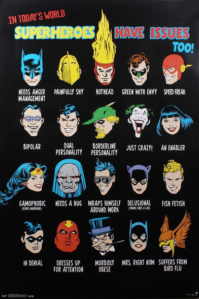 DC Comics Superheros Have Issues Too Funny Cool Wall Decor Art Print Poster 22x34