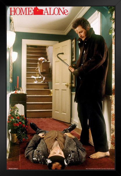 Home Alone Harry and Marv Crowbar Funny Christmas Movie Kevin McAllister Wet Bandits Holiday Film Black Wood Framed Poster 12x18