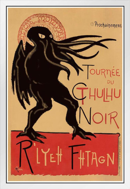 Le Cthulhu Noir Art White Wood Framed Poster 14x20