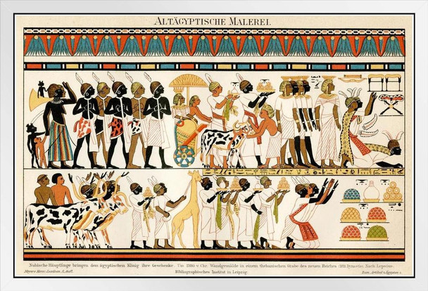 Ancient Egyptian Hieroglyphics 1895 White Wood Framed Art Poster 20x14