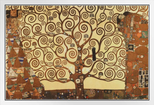 Gustav Klimt Tree of Life Stoclet Frieze Painting Poster 1909 Austrian Art Nouveau Symbolist Painter Nature White Wood Framed Art Poster 20x14