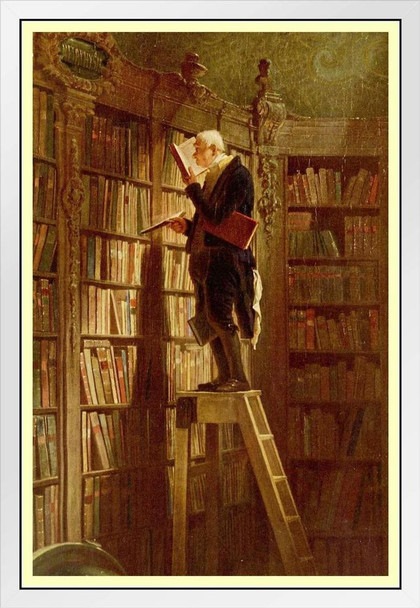 Carl Spitzweg The Bookworm Impressionist Art Posters Degas Prints and Posters Library Posters for Wall Painting Edgar Degas Canvas Wall Art French White Wood Framed Art Poster 14x20