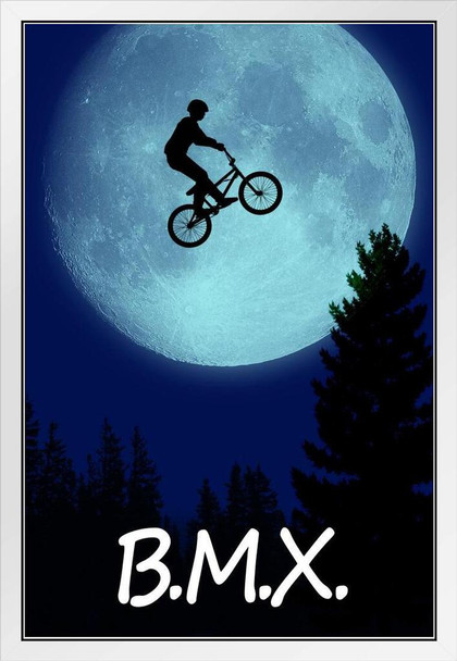 BMX The Extraterrestrial Parody Funny White Wood Framed Poster 14x20