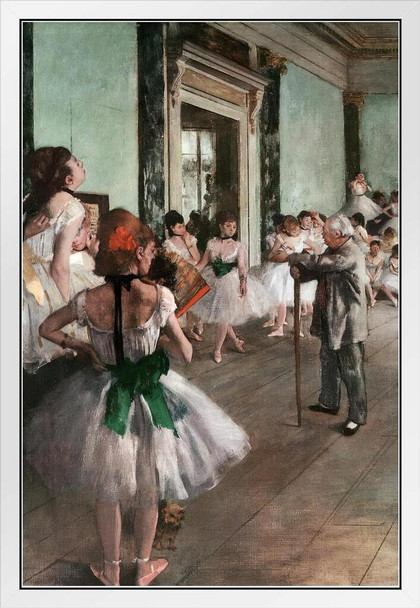 The Ballet Class Lesson Master Jules Perrot Art Print Edgar Degas White Wood Framed Poster 14x20