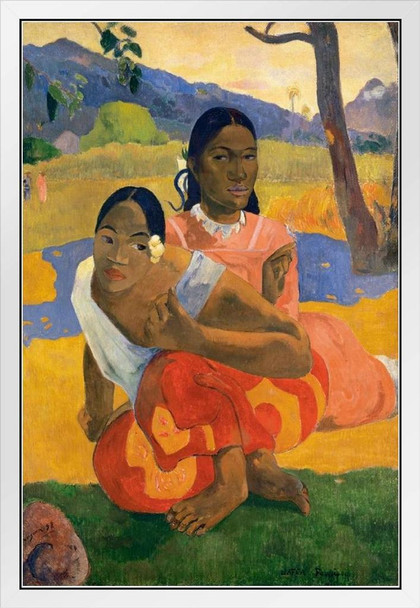 Paul Gauguin When Will You Marry Poster 1892 Artist French Post Impressionist Oil Painting White Wood Framed Art Poster 14x20