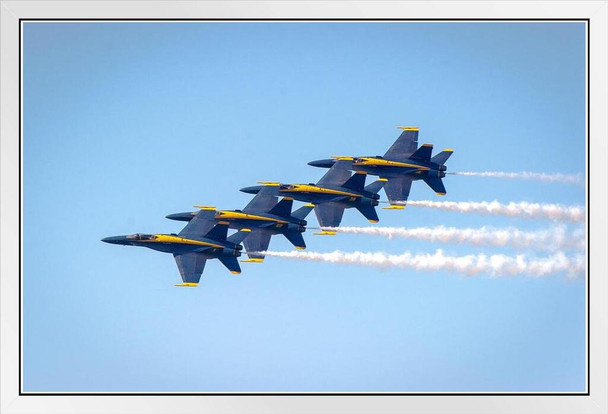 Military Air Show Fighter Jet Airplane Aircraft Plane Photo Photograph White Wood Framed Art Poster 20x14
