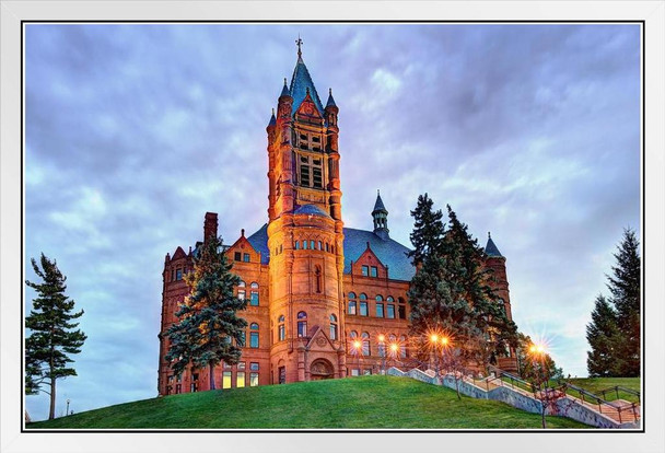 Crouse College Syracuse University Campus Photo Photograph White Wood Framed Poster 20x14