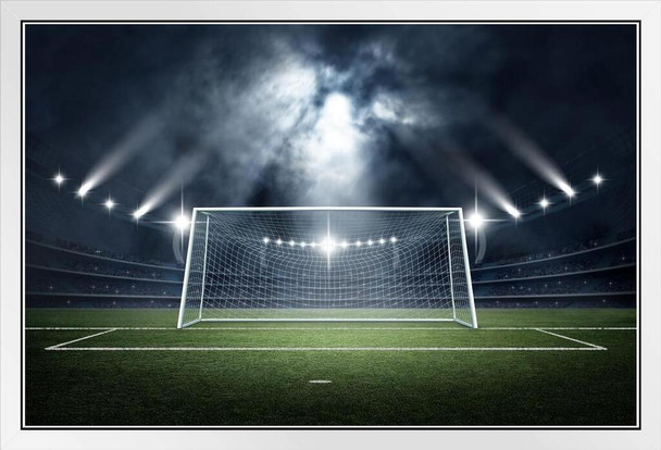 Soccer Goal Stadium Rendering Sports Photo White Wood Framed Poster 14x20