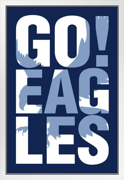 Mascots Go Eagles Blue White Wood Framed Art Poster 14x20