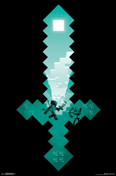 Minecraft Diamond Sword Video Game Gaming Cool Wall Decor Art Print Poster 22x34