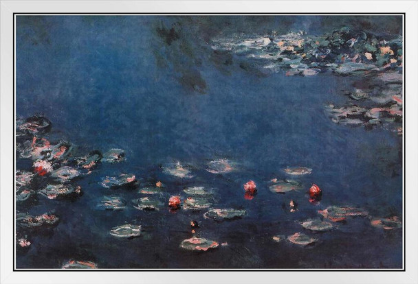Claude Monet Water Lilies Nympheas 1906 Canvas French Impressionist Painting White Wood Framed Poster 14x20