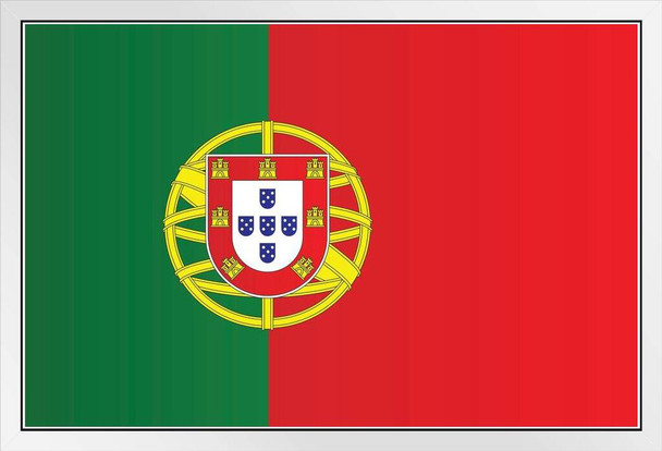 Portugal National Flag White Wood Framed Poster 14x20