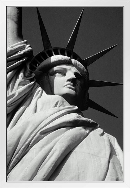Statue of Liberty New York City Extreme Close Up Photo Photograph White Wood Framed Poster 14x20