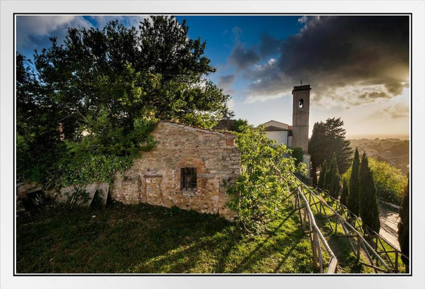 Ancient Village of Montescudaio Pisa Tuscany Italy Photo Photograph White Wood Framed Poster 20x14