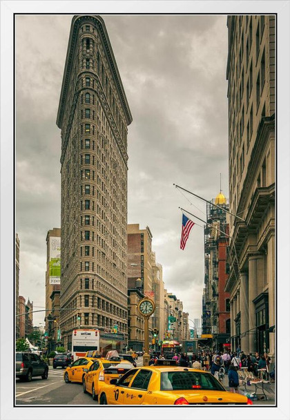 The Flatiron Building Midtown Manhattan New York Photo Photograph White Wood Framed Poster 14x20