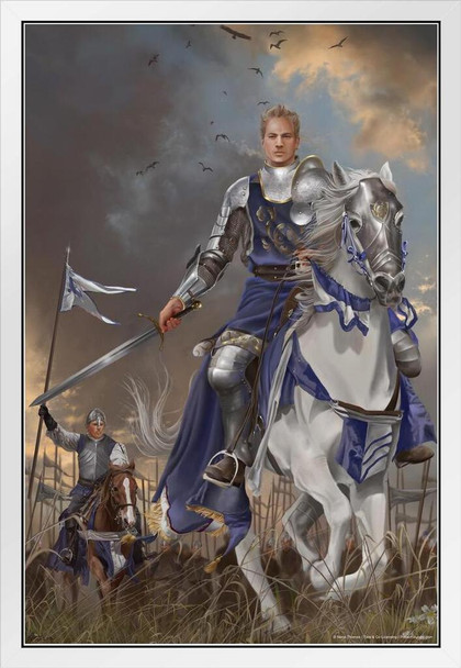 Usurper by Nene Thomas Knight Medieval Poster Horse Pictures Wall Decor Horse Poster Print Horse Breed Poster Running Posters Horse Picture Wall Art White Wood Framed Art Poster 14x20