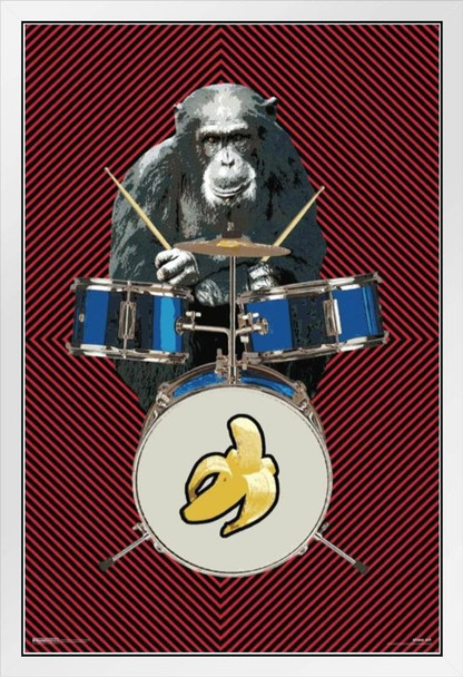 Steez Chimp White Wood Framed Poster 14x20