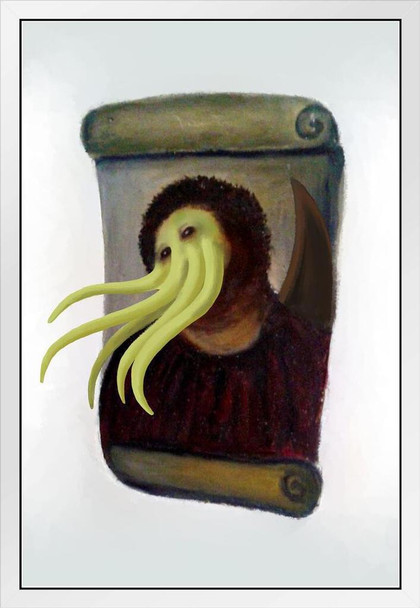 Ecce Cthulhu Painting Funny White Wood Framed Poster 14x20