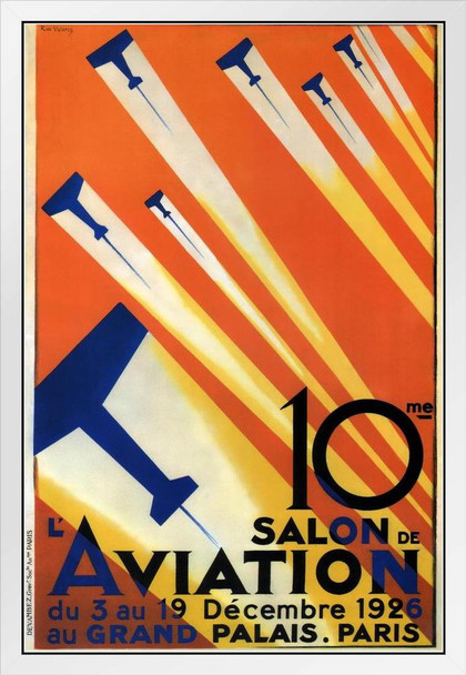 Salon Aviation 1925 Grand Palais Paris France Vintage Travel White Wood Framed Poster 14x20