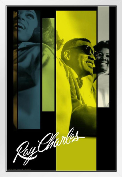 Ray Charles and the Raelettes Music White Wood Framed Poster 14x20