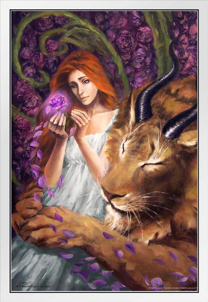 Beauty & the Beast by Ruth Thompson White Wood Framed Poster 14x20