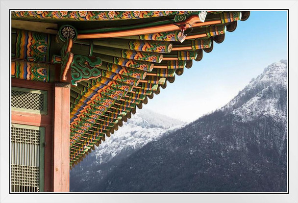 Traditional Korean Building South Korea Photography White Wood Framed Poster 14x20