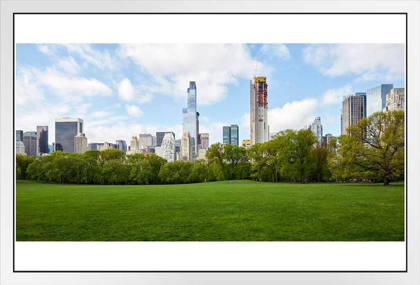 New York City NYC Manhattan Skyline Central Park Photo Photograph White Wood Framed Poster 20x14
