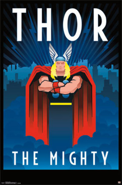 Thor The Mighty Art Deco Comic Book Art Poster 22x34 inch