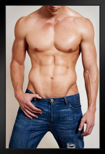 Man of Muscle Hot Guy in Jeans Photo Photograph Art Print Stand or Hang Wood Frame Display Poster Print 9x13