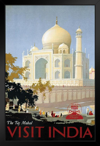 Visit India The Taj Mahal Vintage Travel Art Print Stand or Hang Wood Frame Display Poster Print 9x13