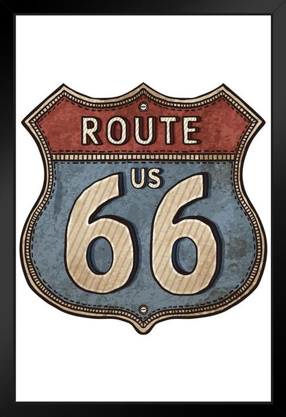 Vintage Route 66 Road Sign Art Print Stand or Hang Wood Frame Display Poster Print 9x13