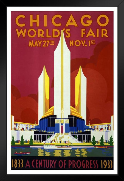 Chicago Worlds Fair 1933 Retro Travel Art Print Stand or Hang Wood Frame Display Poster Print 9x13