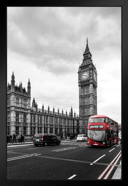 Red London Bus Houses Parliament Big Ben London Photo Photograph Art Print Stand or Hang Wood Frame Display Poster Print 9x13