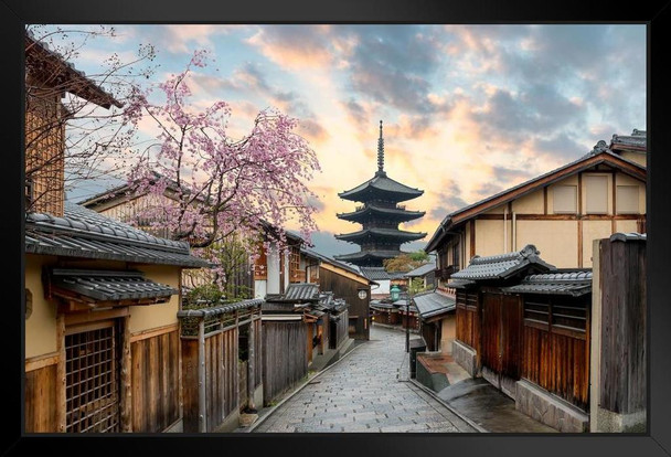 Yasaka Pagoda Sannen Zaka Street Cherry Blossom Kyoto Japan Photo Art Print Stand or Hang Wood Frame Display Poster Print 13x9