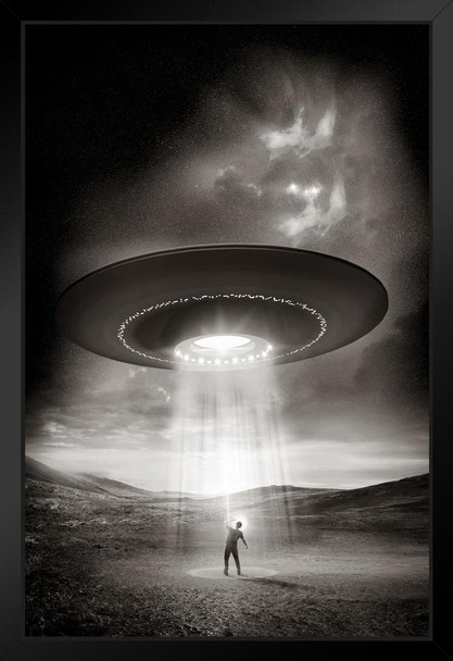 Human Being Abducted by Aliens UFO Photo Poster Out Abduction There Spaceship Outer Space Fantasy Stand or Hang Wood Frame Display 9x13