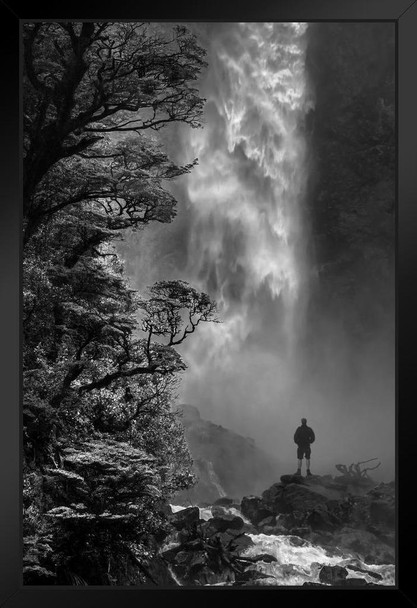 Devils Punchbowl Waterfall Falls Black and White Landscape Photo Photograph Art Print Stand or Hang Wood Frame Display Poster Print 9x13