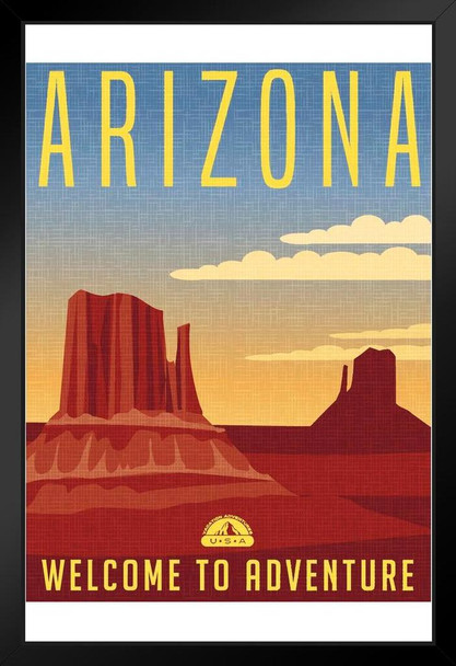 Arizona Welcome To Adventure Retro Travel Art Print Stand or Hang Wood Frame Display Poster Print 9x13