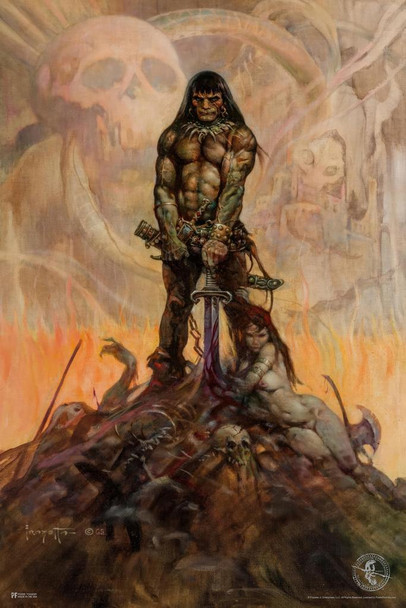 Barbarian by Frank Frazetta Wall Art Gothic Fantasy Decor Frank Frazetta Artwork Scary Art Prints Horror Battle Posters Frazetta Illustration Death Nude War Stand or Hang Wood Frame Display 9x13