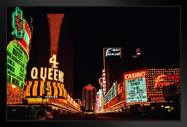 Vintage Neon Signs of Fremont Street Las Vegas Nevada Photo Photograph Art Print Stand or Hang Wood Frame Display Poster Print 13x9