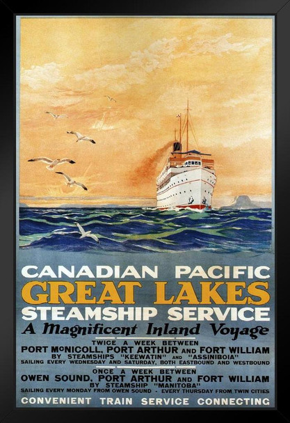 Canadian Pacific Great Lakes Steamship Service Cruise Ship Vintage Travel Art Print Stand or Hang Wood Frame Display Poster Print 9x13