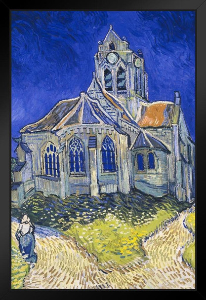 Vincent Van Gogh The Church at Auvers Van Gogh Wall Art Impressionist Portrait Painting Style Fine Art Home Decor Realism Romantic Artwork Decorative Wall Decor Stand or Hang Wood Frame Display 9x13