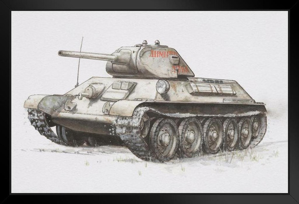 Russian T 34 Armored Tank World War II WWII Art Print Stand or Hang Wood Frame Display Poster Print 13x9