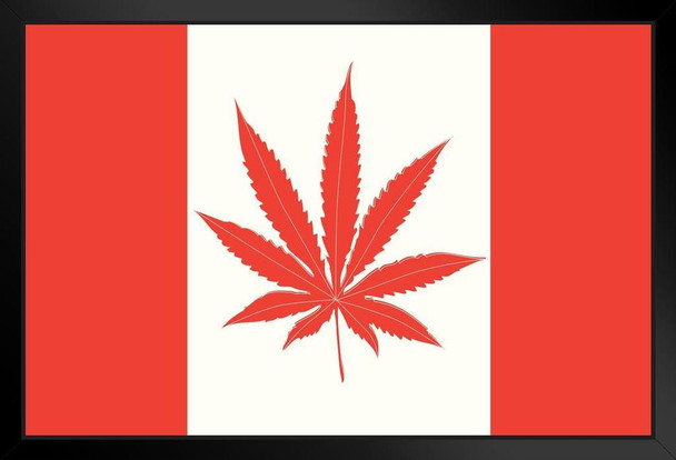 Canadian Flag with Marijuana Leaf in Center Art Print Stand or Hang Wood Frame Display Poster Print 13x9