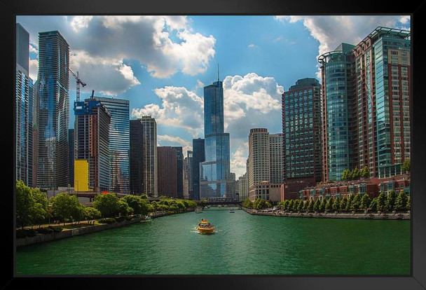 Chicago Illinois Skyline Lake Michigan Photo Photograph Stand or Hang Wood Frame Display 9x13