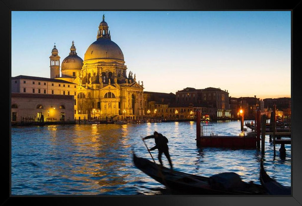 Gondolier at Dusk on the Grand Canal Venice Italy Photo Photograph Art Print Stand or Hang Wood Frame Display Poster Print 13x9