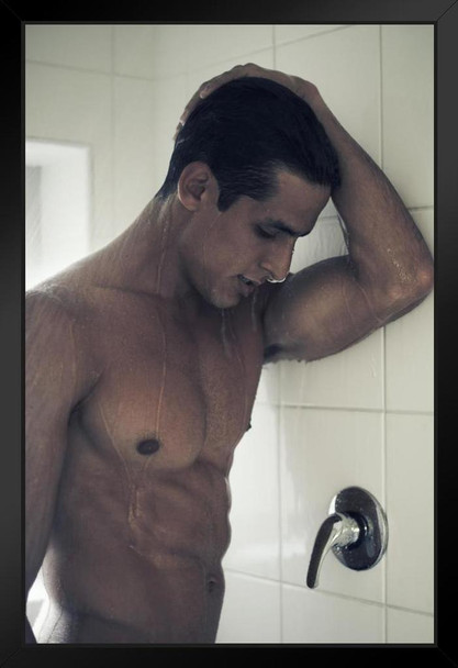 Time to Wind Down Hot Guy in Shower Photo Photograph Art Print Stand or Hang Wood Frame Display Poster Print 9x13