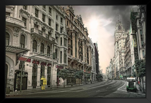 Empty Street in Madrid Spain Photo Photograph Art Print Stand or Hang Wood Frame Display Poster Print 13x9