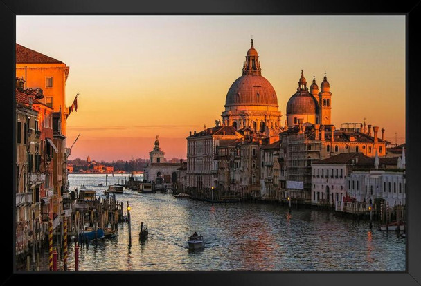 The Grand Canal at Sunset Venice Italy Europe Photo Photograph Art Print Stand or Hang Wood Frame Display Poster Print 13x9