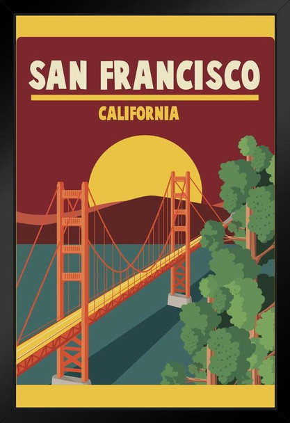 San Francisco California and Golden Gate Bridge Travel Art Print Stand or Hang Wood Frame Display Poster Print 9x13