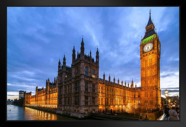 Big Ben Houses of Parliament London England Illuminated at Night Photo Photograph Art Print Stand or Hang Wood Frame Display Poster Print 13x9